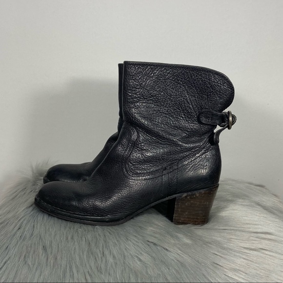 Frye Shoes - Frye Essa Cowboy Black Leather Women Booties